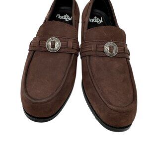 Roper Womens Brown Leather Silver Concho Accent Slip on Loafer Size 8.5